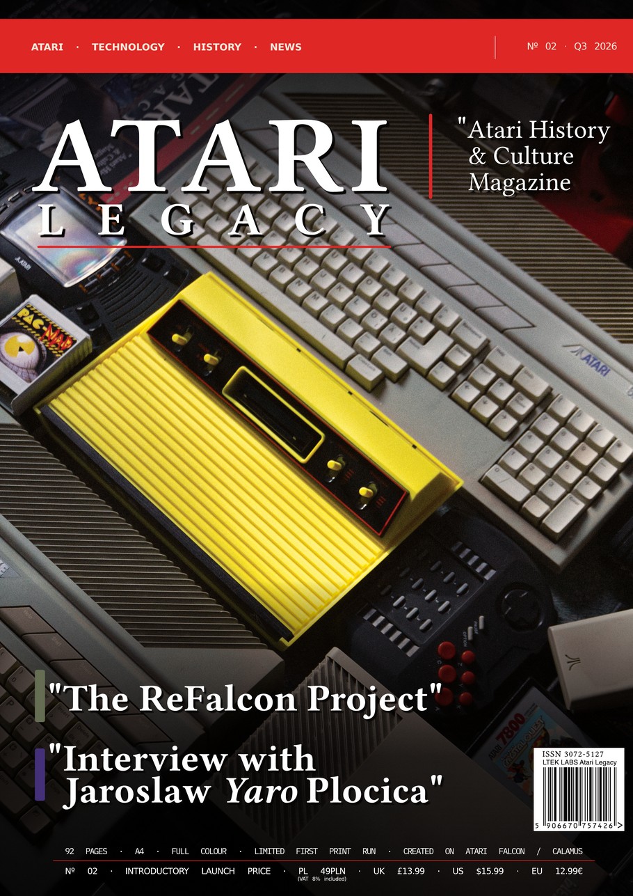 Atari Legacy Issue 02 cover &mdash; a yellow Atari 2600 Jr on a pile of Atari hardware.